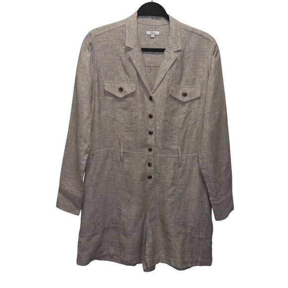 Rails Womens Button-Up Romper In Beige With Long Sleeves & Chest Pockets Size S - Picture 1 of 9